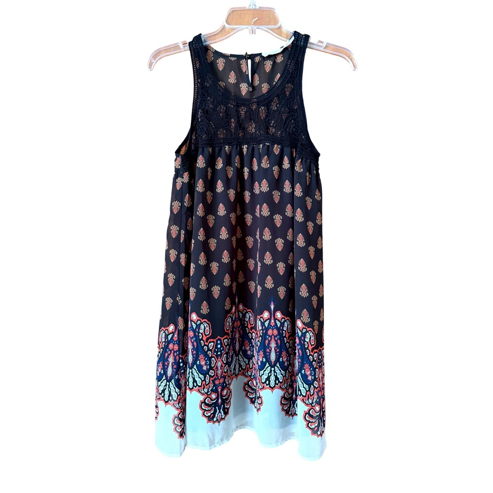 Blu Pepper Black Paisley Crochet Lace Sleeveless Babydoll Dress S Whimsigoth